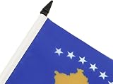AZ FLAG Kosovo Table Flag 5x8 in 21x14 cm Polyester with Pole & Base view 4