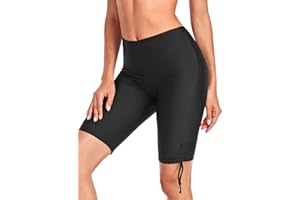 RELLECIGA Women's High Waisted UV Sun Protection Swim Shorts Long Board Shorts with Liner