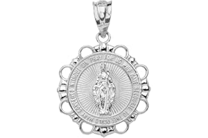 CLADDAGH GOLD Religious Jewelry 925 Sterling Silver Miraculous Medal Of Blessed Virgin Mary Round Pendant