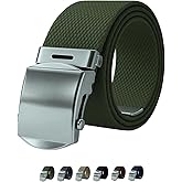 WAUNEE Canvas Web Belt with Nickel Buckle - Military & Golf Belt, Up to 45" Waist, Nickel Buckle