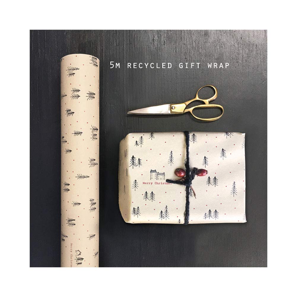 East of India Kraft Brown Paper Wrap 5m roll - Forest Christmas