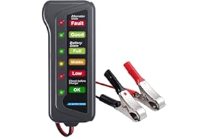 Car 12V Battery and Alternator Tester with 6 LEDs Display Check Scan Tool for Audi/VW/Ford/GM/Chrysler/Benz/BMW/Porsche Car, 