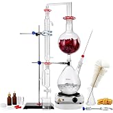 VEVOR Essential Oil Distillation Equipment, 2L Capacity, Made with 3.3 Borosilicate Lab-Quality Glass, Includes a 1000W Heater and 24/40 Joint Connections, Comprehensive 28-Piece Kit