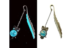 Luminous Owl Bookmark 2PCS Glow in The Dark Owl Bookmarks Bronze Metal Feather Owl Book-Markers Gift for Women Kids Girls Tee