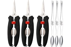 BLBYHO Seafood Tool Set, Crab Lobster Seafood Scissors, Crab Leg Scissors 3 Pack with Crab Leg Forks 3 Pack