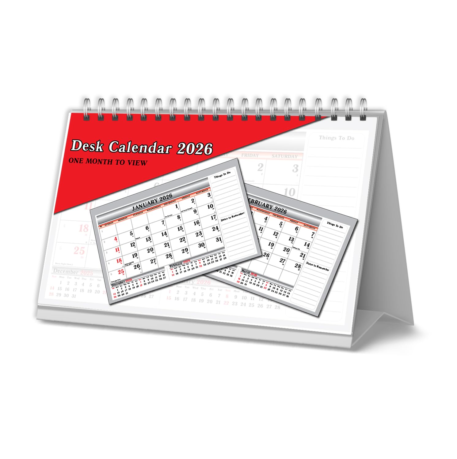 2026 One Month to View UK Stand Alone Desk Office Table Calendar Planner by Arpan