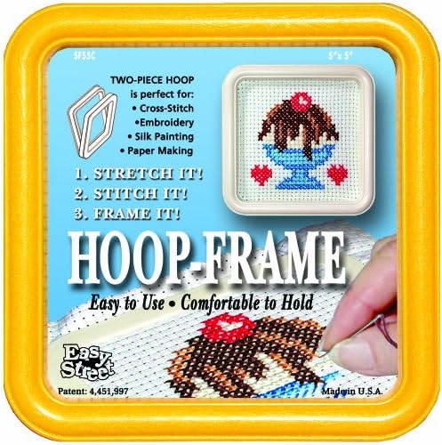 Easy Street Crafts Square Embroidery Hoop-Frame, 5 by 5-Inch, Yellow