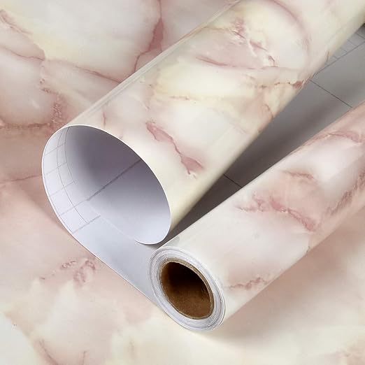 Caltero Pink Marble Wallpaper 17.7” x 78.7” Pink Marble Paper Peel and