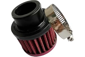 25mm 1" Air Intake Filter, Intake Cold Air Filter with Adjustable Clamp, Auto Car Universal Rubber End Clamp on, Red