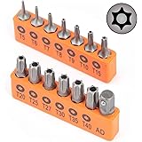 HORUSDY 14-Piece Tamper Resistant Star Bits, S2 Steel, T5 - T40 Security Torx Bit Set