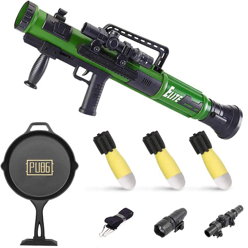 Photo 1 of KoudHug Military Toy Rocket Launcher Set, Worker Tactics Missile Mortar Air Gun Toy with 3 Safety LED Foam Shell - Artillery Launcher Best Gift for Boys & Girls - Great for Outdoor Play (Green A)