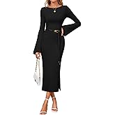 ZESICA Fall Cocktail Dresses for Women 2026 Long Sleeve Elegant Semi Formal Party Bodycon Slimming Business Casual Midi Dress