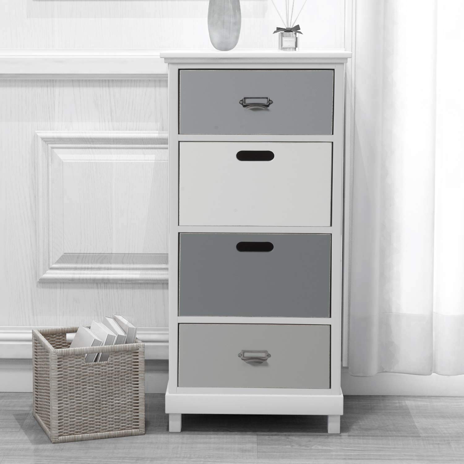 Large Storage 4 Drawer Chest Of Drawers Tall Shabby Chic Solid