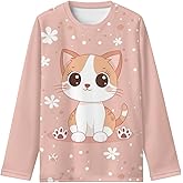 Uppodwarkid Girls Long Sleeve Shirt with Cute Graphic Casual Pullover Tops 3-16Y