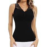 Lynclare Womens Shapewear Tank Tops with Built in Bra Tummy Shaper Cami Compression Lace Camisole V Neck Slimming