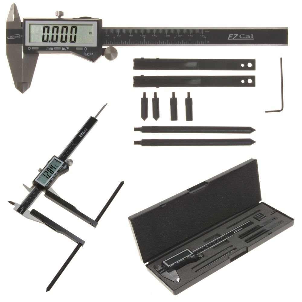 iGaging Digital Caliper EzCal 6" and Brake Drum/Rotor Gauge Jaw