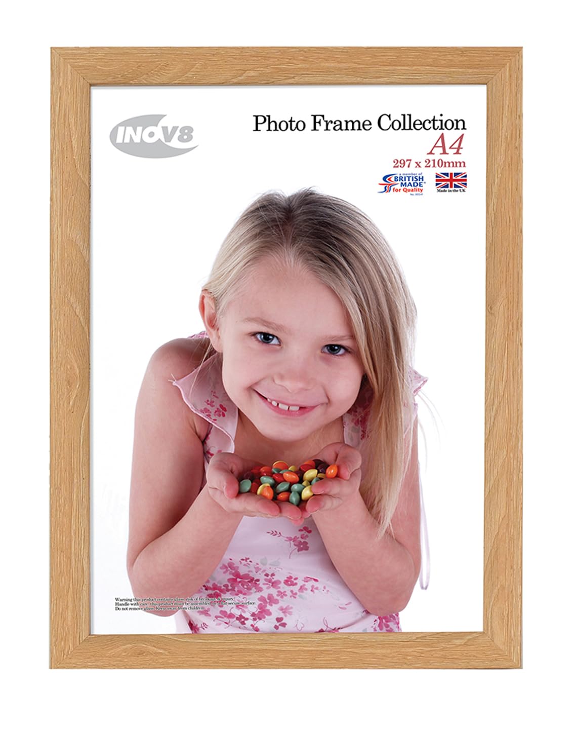 Inov8 Framing - Lime Oak A4 Inch (21x29.7cm) British Made Photo Frame - Wood Effect with Glass Picture Frame — image 1