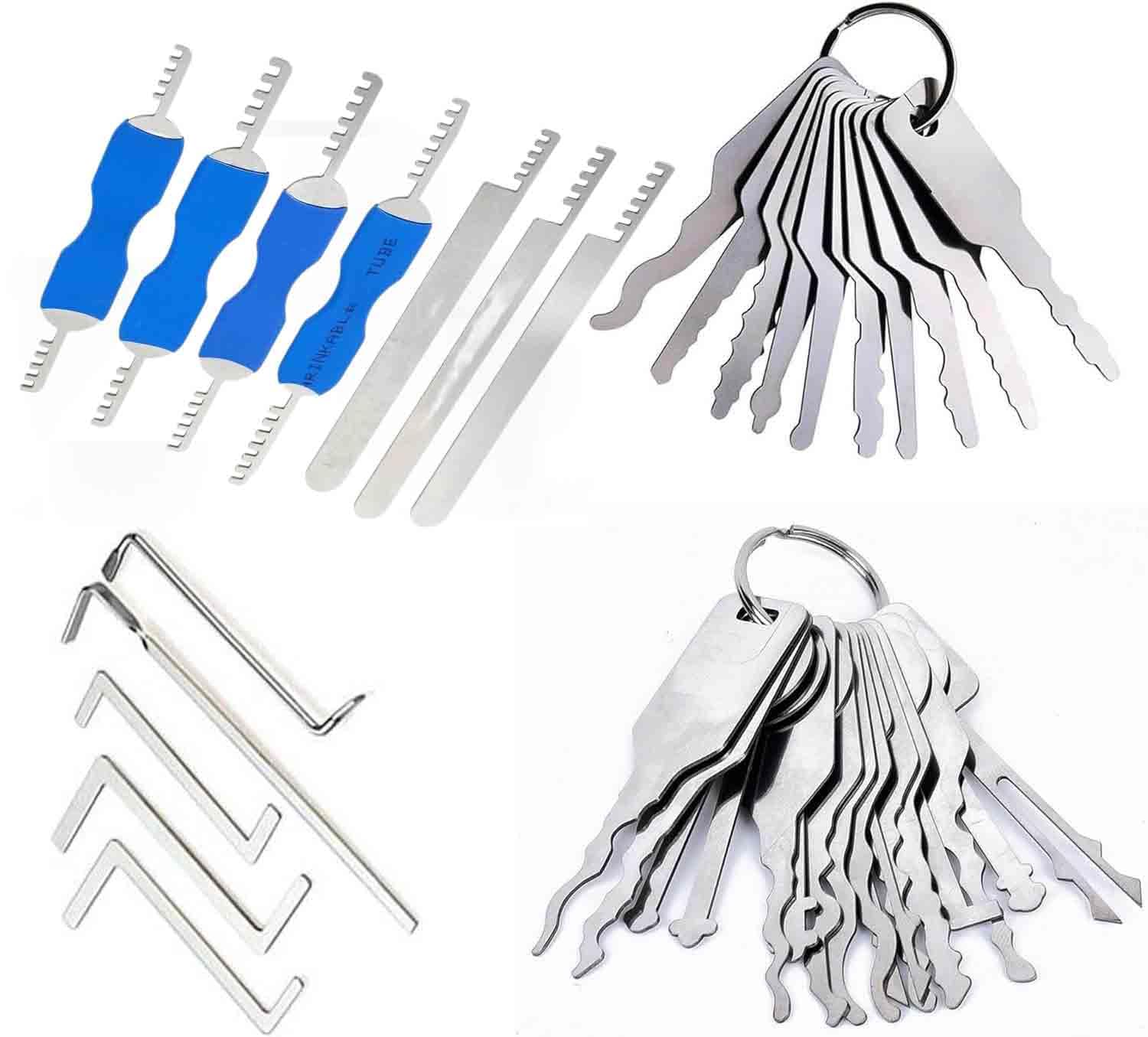 38Pcs Professional Household Lock Picking Set - 2 Piece Lock Jiggler and 5 Piece Locksmith Tension Wrench Tool Set
