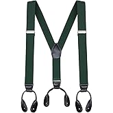 Buyless Fashion Butten End Suspenders for Men - 48" Adjustable Straps 1 1/4" - Y Shape