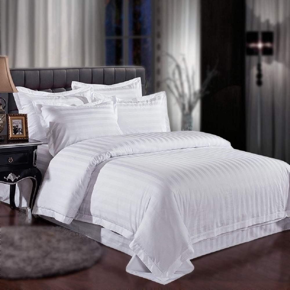 ITALIAN STRIPED 4PC KING Sheet Set, WHITE: Home & Kitchen