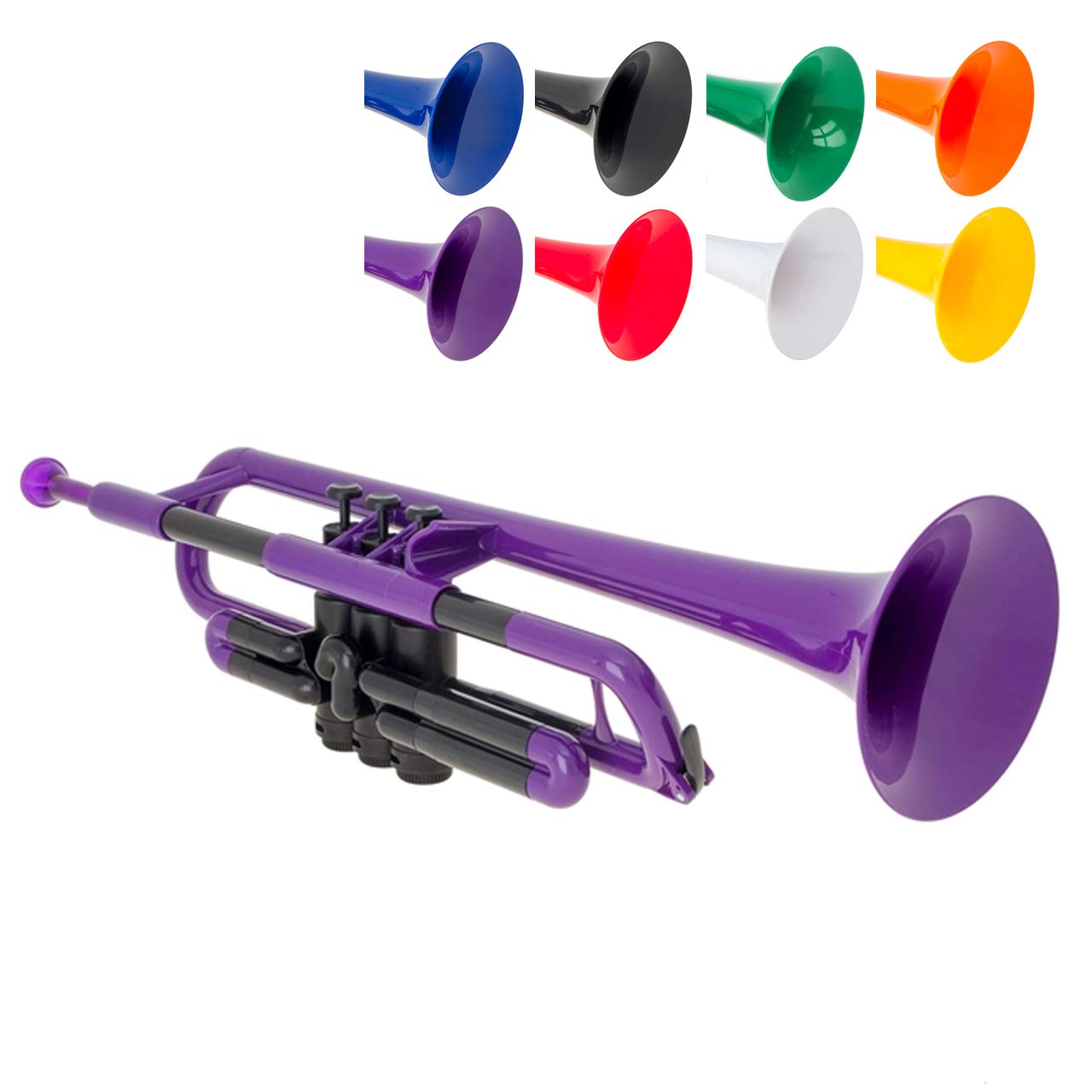 pTrumpet Plastic Trumpet with 3C and 5C Mouthpiece and Carry Bag - Bb Student - Purple