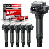 MAS Set of 6 Ignition Coil Pack &amp; 6Pcs Motorcraft Spark Plug SP411 Compatible with 2007-2015 Fusion Lincoln Mazda CX-9 Mercury Edge MKS MKT MKX MKZ 3.5L 3.7L Replacement for UF553 UF595 5C1652