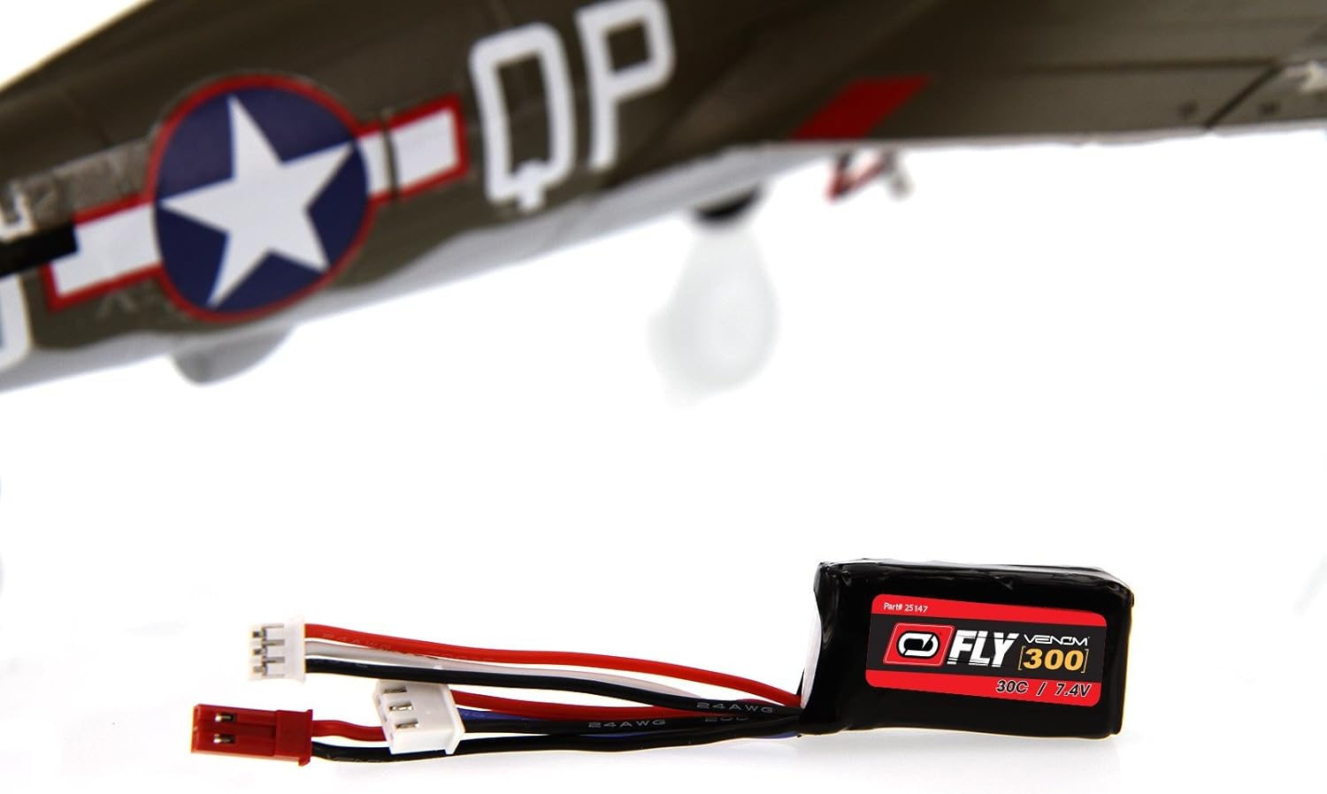 Venom Fly 30C 2S 300mAh 7.4V LiPo Battery with JST and E-flite PH Plug x2 Pack Combo - Compare to E-flite EFLB2802S30: Toys & Games