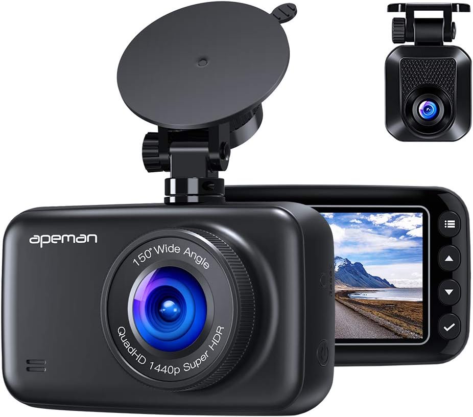 Amazon.com: Dash Cam, APEMAN FHD 1440p & 1080p Dual Dash Camera for