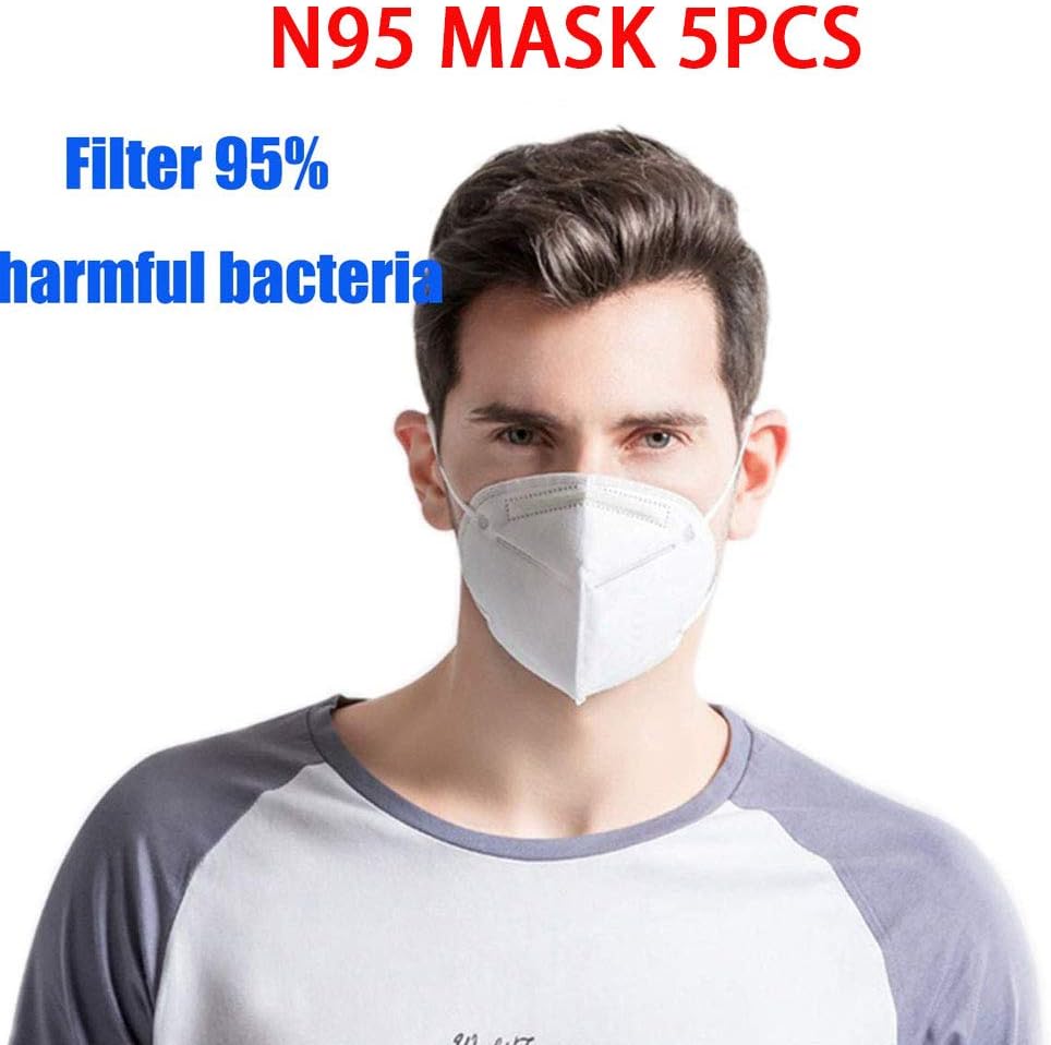 N95 Face Masks Daily Protective Masks 4 Layers 3D PM2.5 Dust Mask. (White,5pcs)