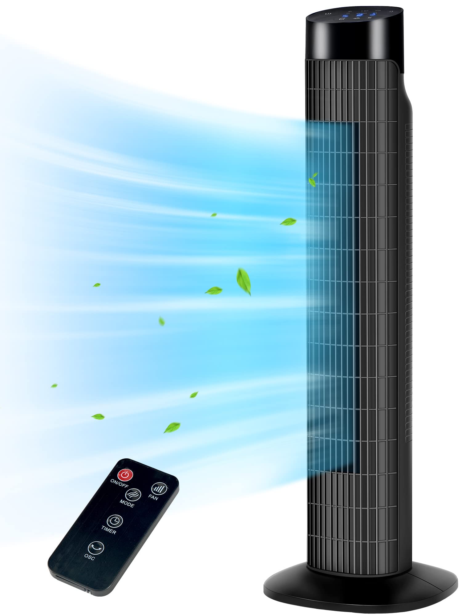 Photo 1 of ***IMAGE REFERENCE ***Uthfy 31 Inch Tower Fan for Bedroom, 120° Oscillating Quiet Standing Bladeless Fan With Remote, 7.5H Timer, 3 Speeds, 3 Modes, for Room, Dorm, Office, Black