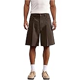 BEAUDRM Men's Casual Baggy Dress Shorts Pleated Zipper Fly Office Work Business Bermuda Shorts with Pockets