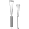 Patelai 2 Pieces Stainless Steel Ball Whisk Wire Egg Whisk Set Kitchen for Cooking, Blending, Whisking, Beating, Stirring(10 Inch and 12 Inch)