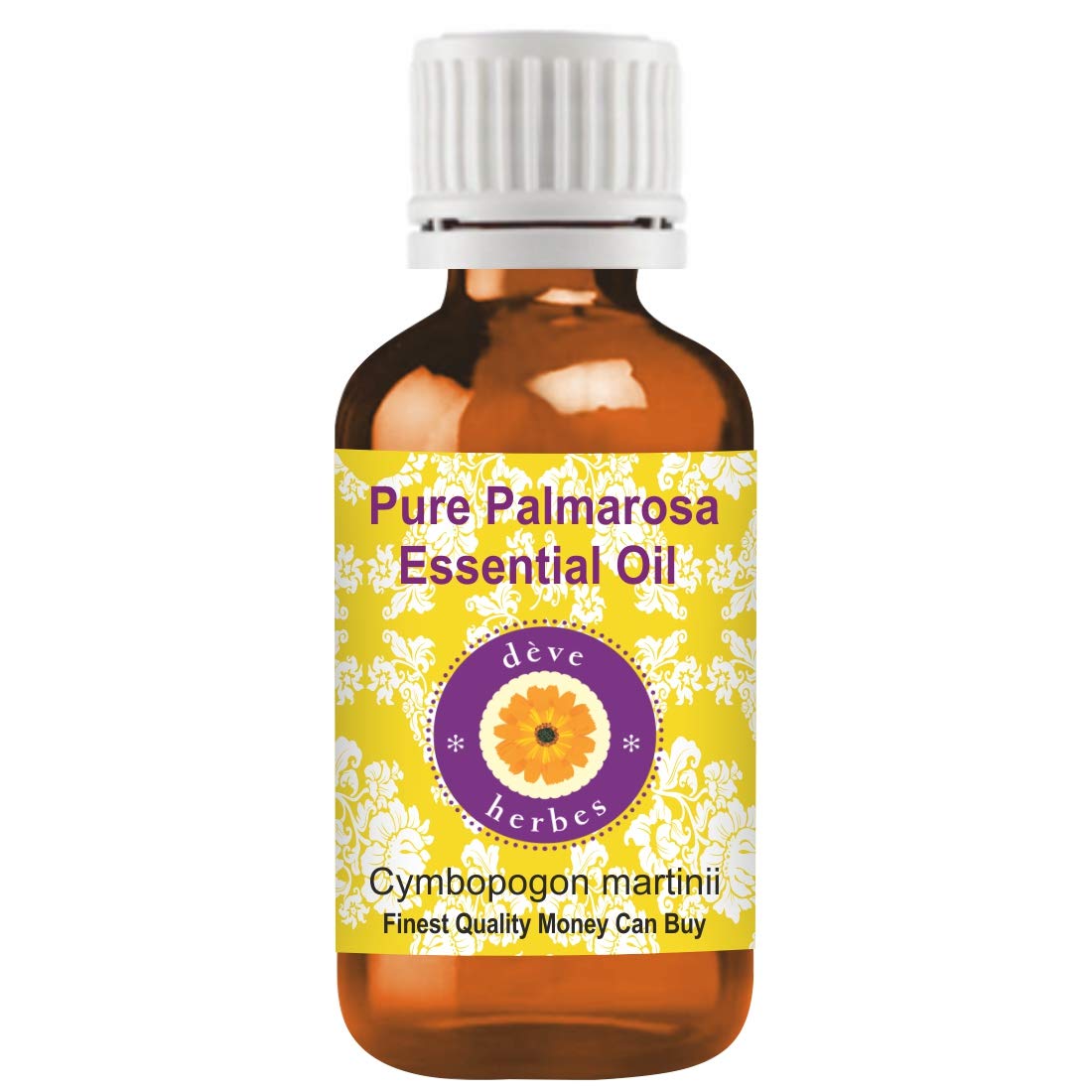 Deve Herbes Pure Palmarosa Oil (Cymbopogon martinii) Natural Therapeutic Grade30ml (1 oz)