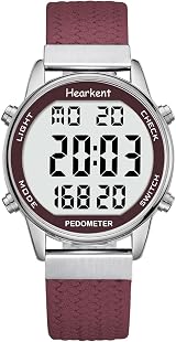 Hearkent Pedometer Watch for Women Non Bluetooth 30M Waterproof Red