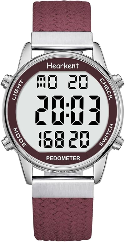 Hearkent Pedometer Watch for Women Non Bluetooth 30M Waterproof Red