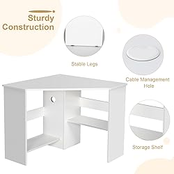 Tangkula White Corner Desk - 90 Degrees Triangle