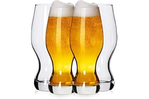 LUXU IPA Beer Glasses(Set of 4),16 oz Pilsner Beer Glasses,Craft Beer Bar Glasses,Lead-free Drinking Glasses,Ideal Gifts for 