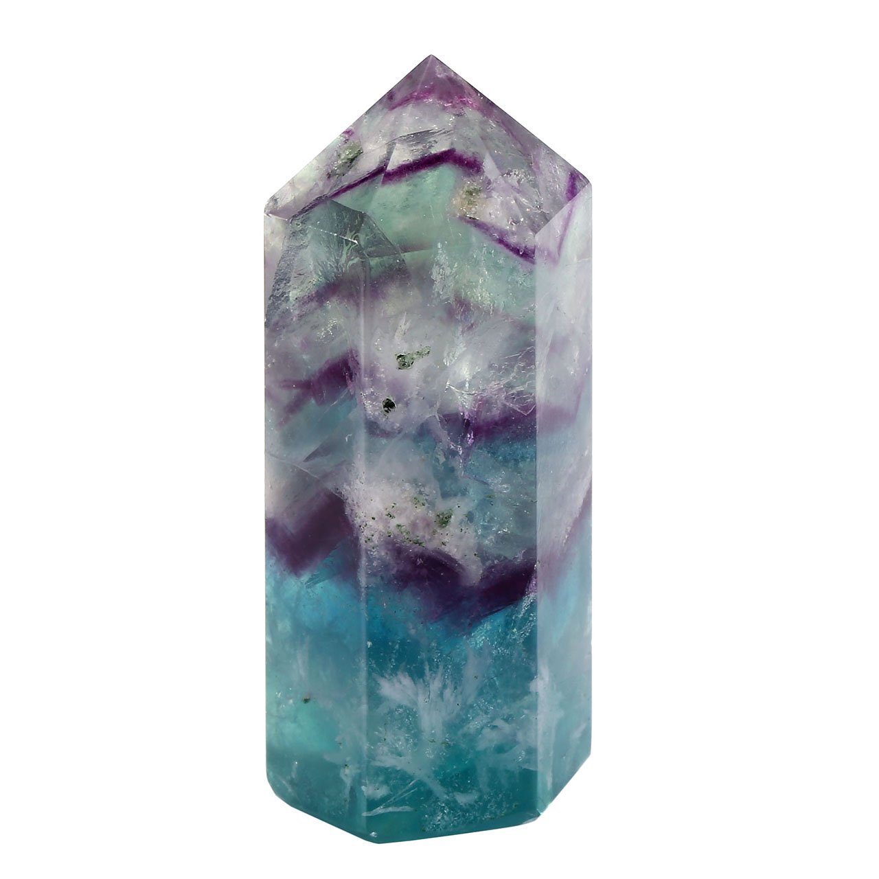 JOVIVI Naturstein Fluorit schöne Spitze Größe ca.50mm Super Qualität Edelstein Spitze Trommelstein Stein Dekoration 1x