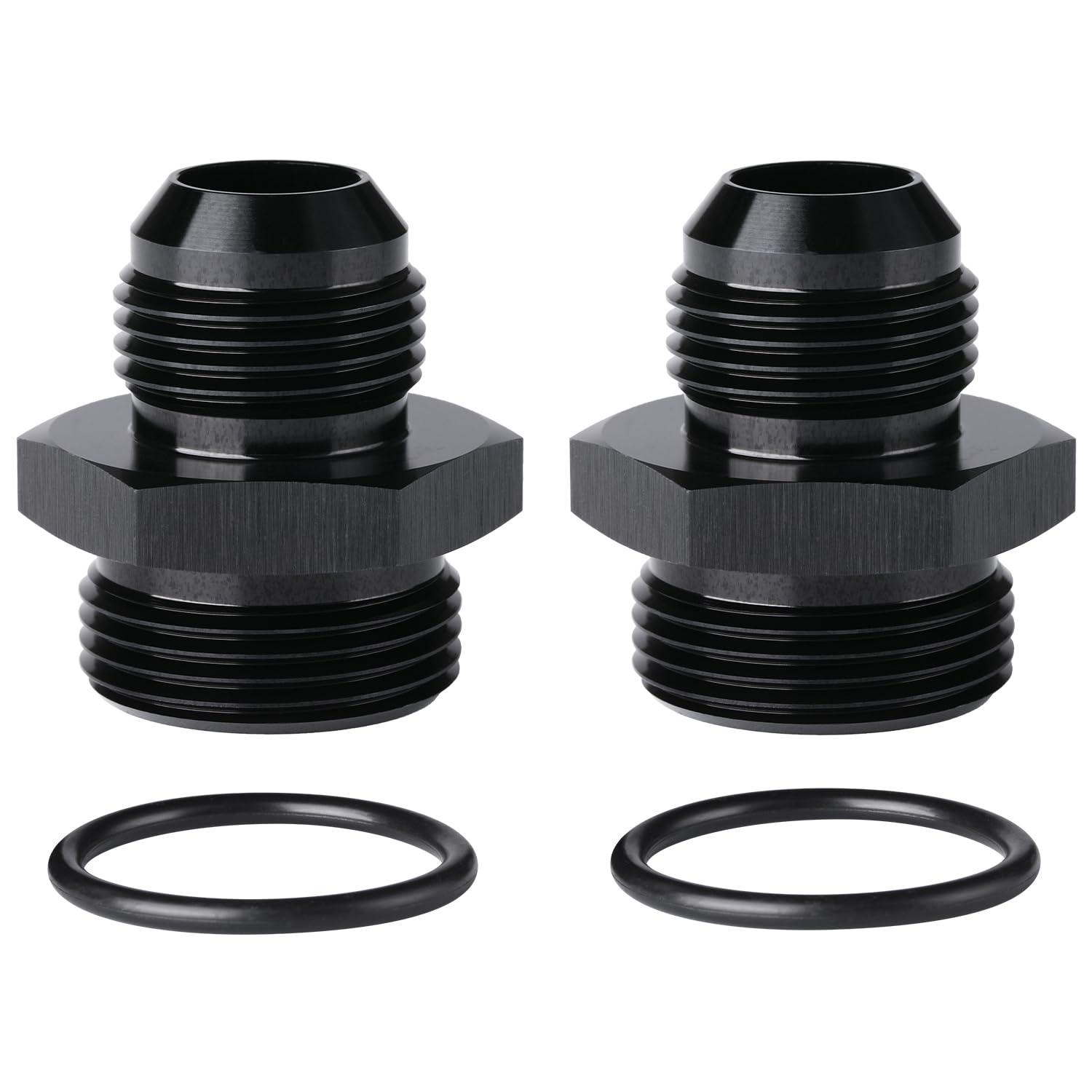 Photo 1 of Podavelle 12AN Male Flare to 16AN ORB O-ring Boss Fuel Pump Rail Adapter Fitting Aluminum Black, Pack of 2