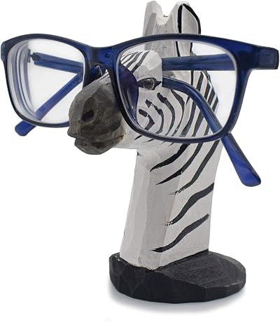VIPbuy Hand Carved Wood Eyeglasses Holder Stand Zebra Animal Desk Decor