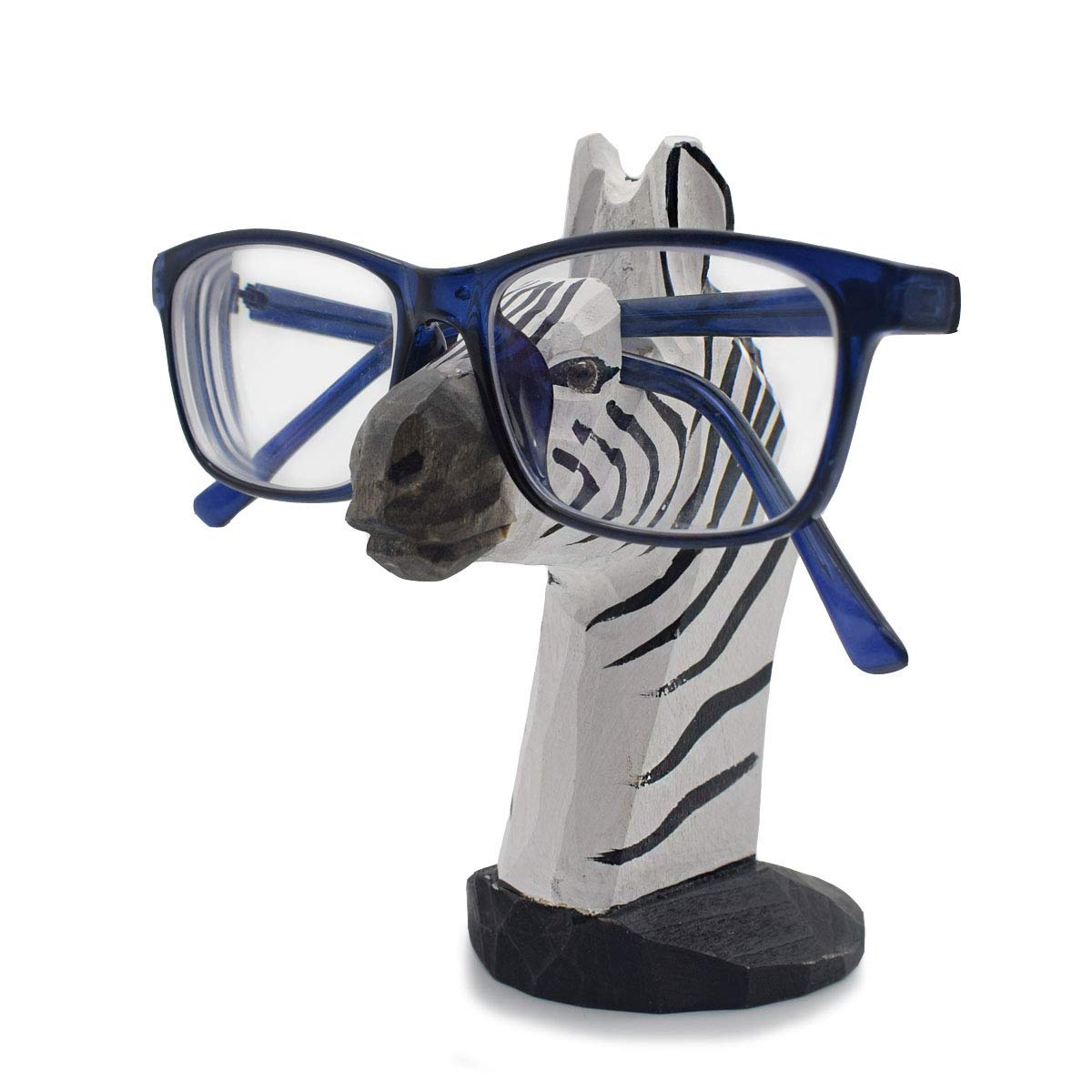 VIPbuy Hand Carved Wood Eyeglasses Spectacle Sunglasses Holder Stand Animal Shaped Home Office Desk Décor (Zebra)
