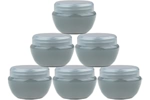 PANA Beauticom 10G/10ML Frosted Container Jars with Inner Liner for Scrubs, Oils, Salves, Creams, Lotions, Makeup Cosmetics, Nail Accessories, Beauty Aids - BPA Free (6 Pieces, Gray)