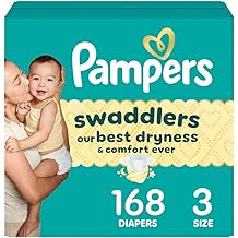Pampers Swaddlers Diapers, Size 3 (13-26 lbs), 168 Count, Absorbent, Keeps Baby Dry and Comfortable, Skin Safe Disposable Bab