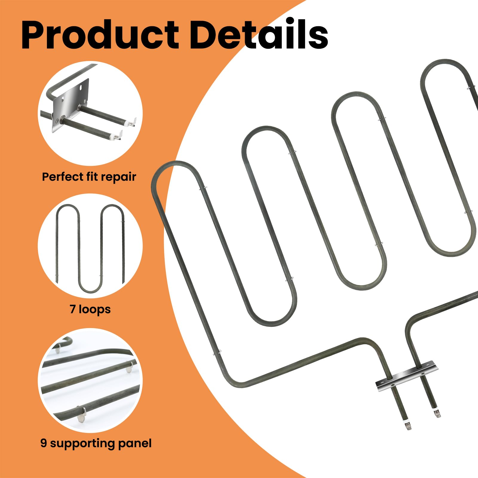 KTXzxdr 318254906 Oven Heating Elements Compatible with Range/Stove/Oven,Replaces 318254901,AP4298966,318254909,1259831,PS1992188 3500w Bake Element