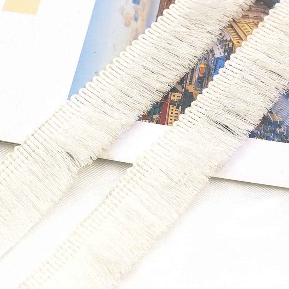 3 Metres 2.5 cm Tassel Fringe Tape Cut Fringe Decorative Ribbon Decorative Border Dance Fringe Sewing Accessories for Clothes,Costumes,DIY Sewing,Curtains,Tablecloths,Table Runners,Decoration,Cream