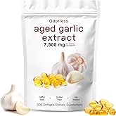 Aged Garlic Extract,Odorless 7500mg Organic Garlic Capsules for Heart & Immune Antioxidant Supplements,Vegetarian,Non-GMO,Gluten-Free, All-Natural,300 Softgels