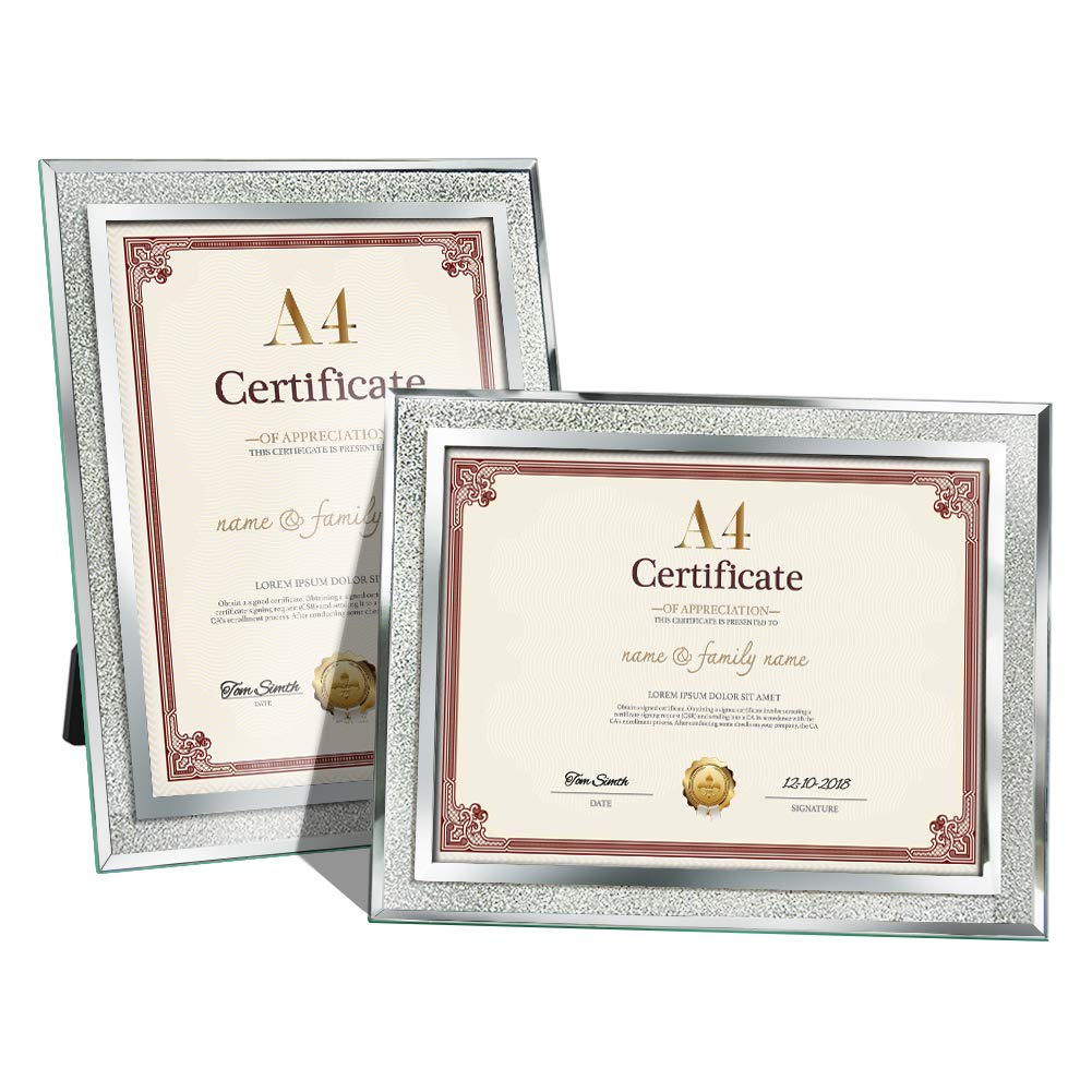 Amazing Roo Certificate Picture Frames A4 Size Mirrored
