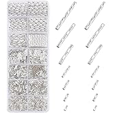 PH PandaHall 1606pcs 7 Sizes Glass Twisted Bugle Beads Metallic Tube Beads Long Tube Beads Loose Bugle Spacer Beads for Earrings Bracelet Necklace Craft Jewelry, Silver 5/6/9/12/20/25/30mm