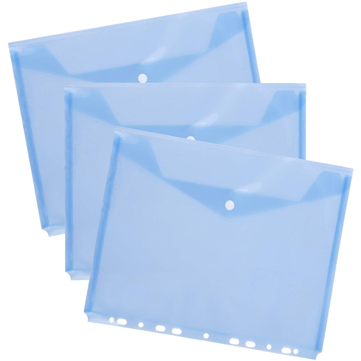 D.RECT PP Document Folder A4 with Snap Closure/Snap Closure Transparent Blue Pack of 10