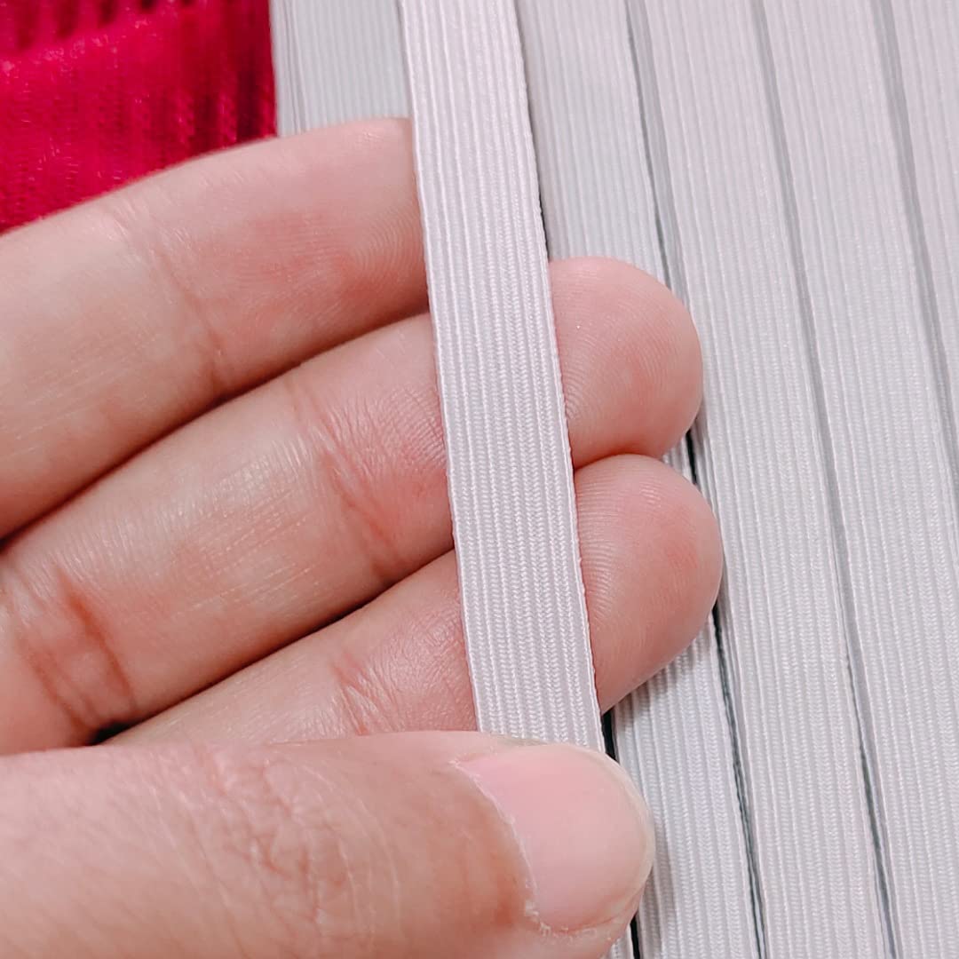 Noshad® White, 10mm - 3/8" 1cm Flat Elastic Band Cord for Sewing Knicker, Scrunchies, Skirt, Dressmaking, Haberdashery, Clothing, DIY Arts and Crafts Accessory, Material, Supplies (10Meter - 11Yard)
